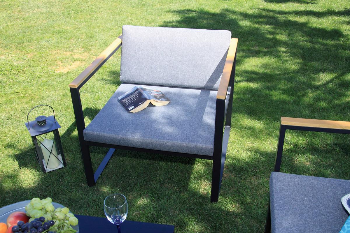 Loungegarnitur Space 5-tlg. Anthrazit - Anthrazit, Basics, Textil/Metall - Acamp