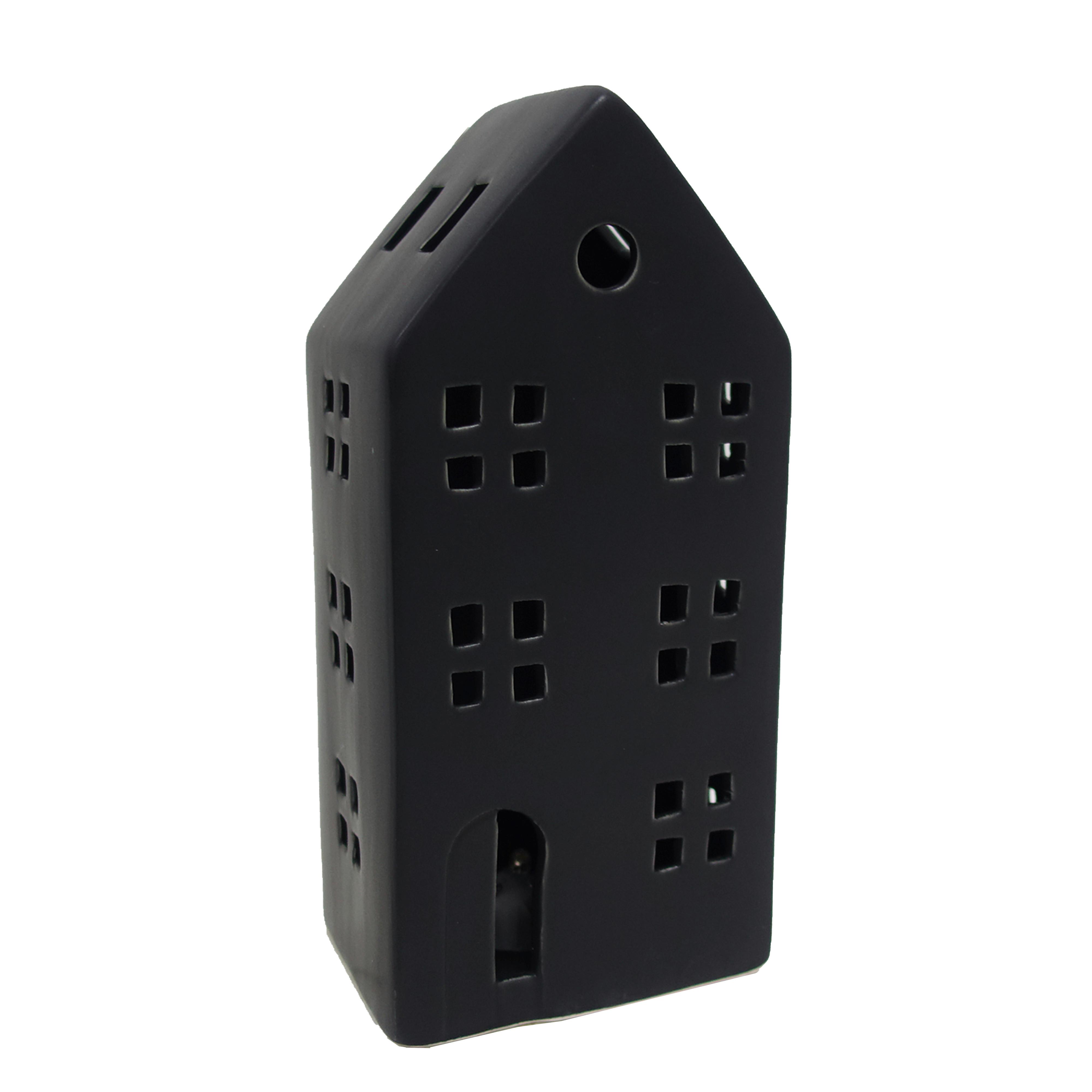 Dekohaus Luke Schwarz - Schwarz, Konventionell, Keramik (9/20/7cm) - Modern Living