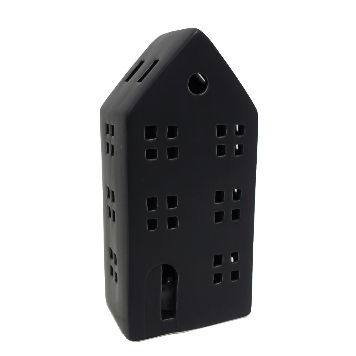 Dekohaus Luke Schwarz - Schwarz, Konventionell, Keramik (9/20/7cm) - Modern Living
