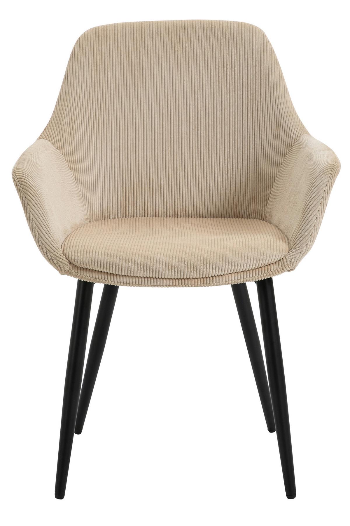 Set Naslanjačev Cord, Bež, 2-Delni - črna/bež, Moderno, kovina/tekstil (64/86/59cm) - Livetastic