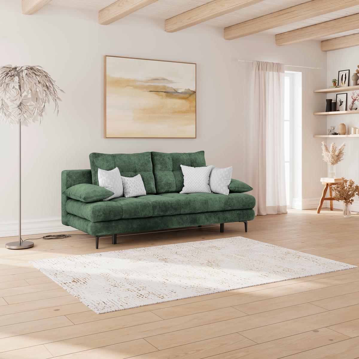 Canapea extensibila PERLA - verde închis, Konventionell, textil (203/94/96cm)