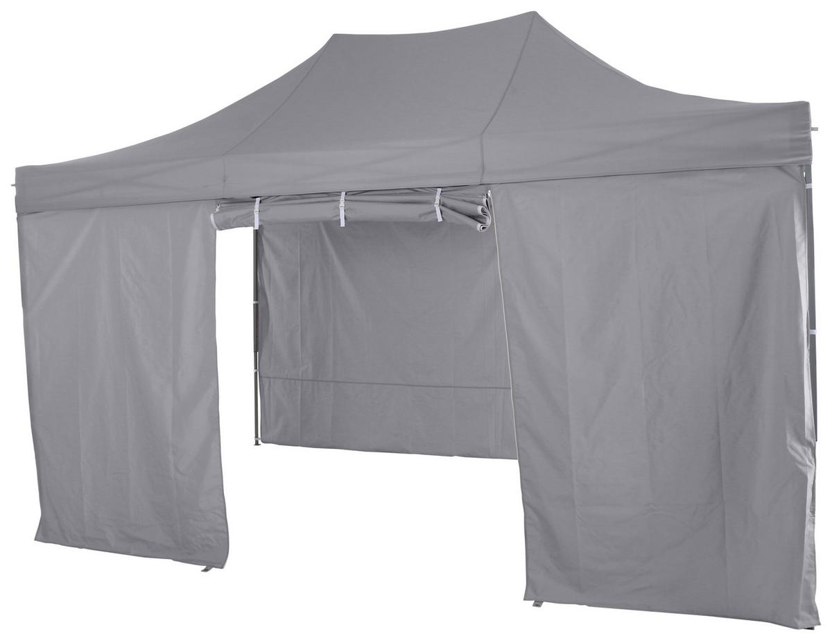 Pavillon 450x300 cm mit Seitenteilen - Grau, KONVENTIONELL, Textil (450/330/300cm) - Siena Garden