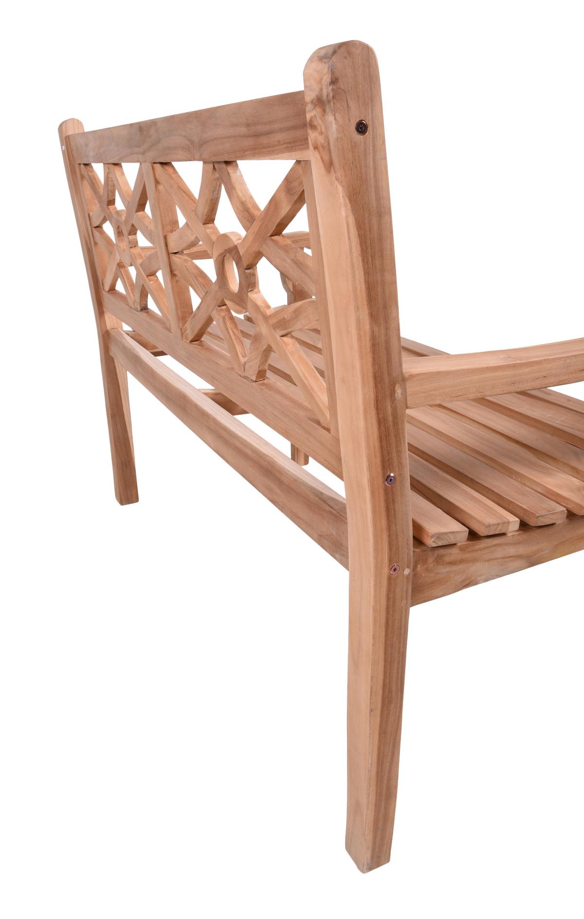 Gartenbank Sayang Teak 2-Sitzer - Braun/Teakfarben, MODERN, Holz (120/92/64cm) - Gardenson