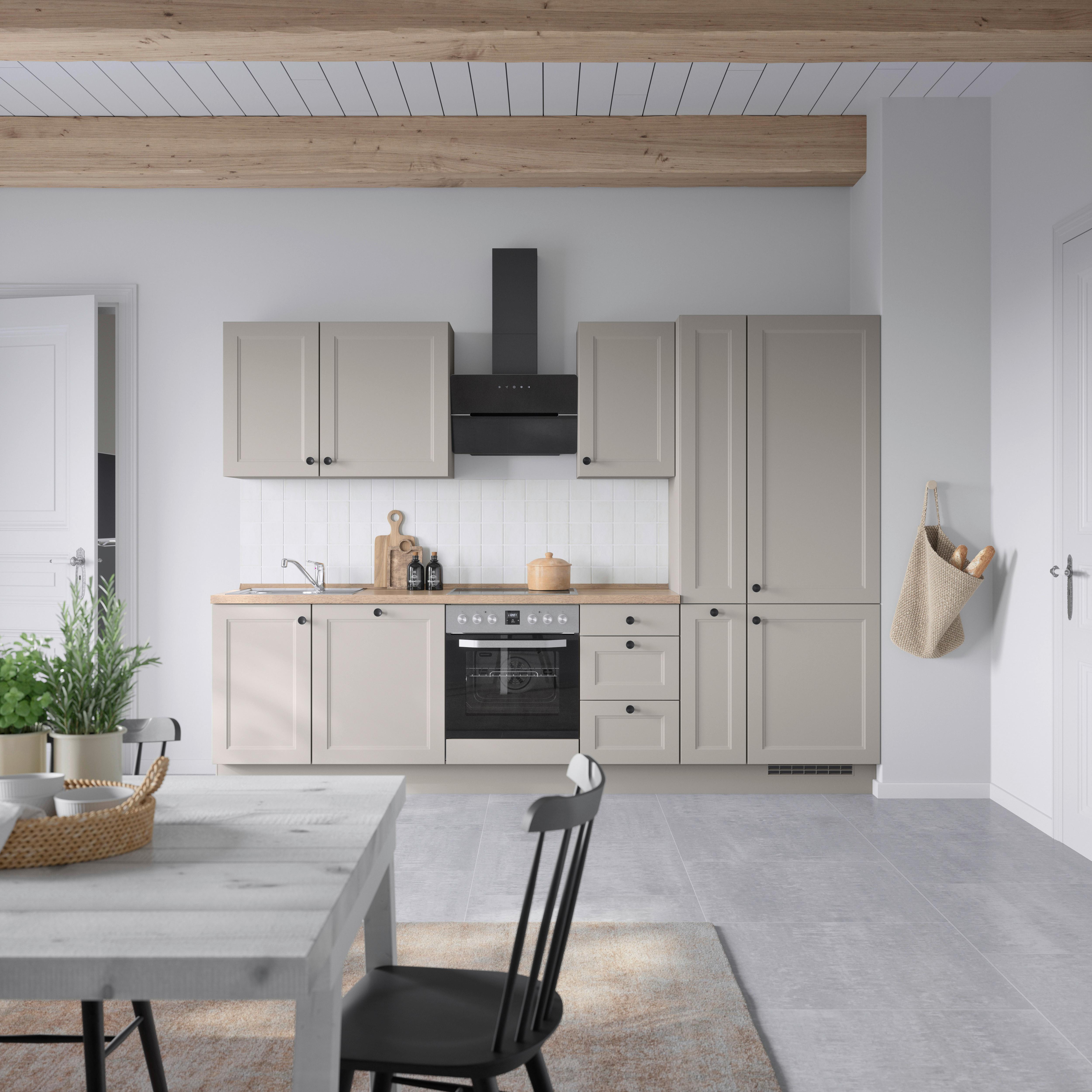 Küchenblock Cascada High m. Geräten Grau - Eiche dunkel/Schwarz, MODERN, Holzwerkstoff/Metall (300cm) - Nobilia