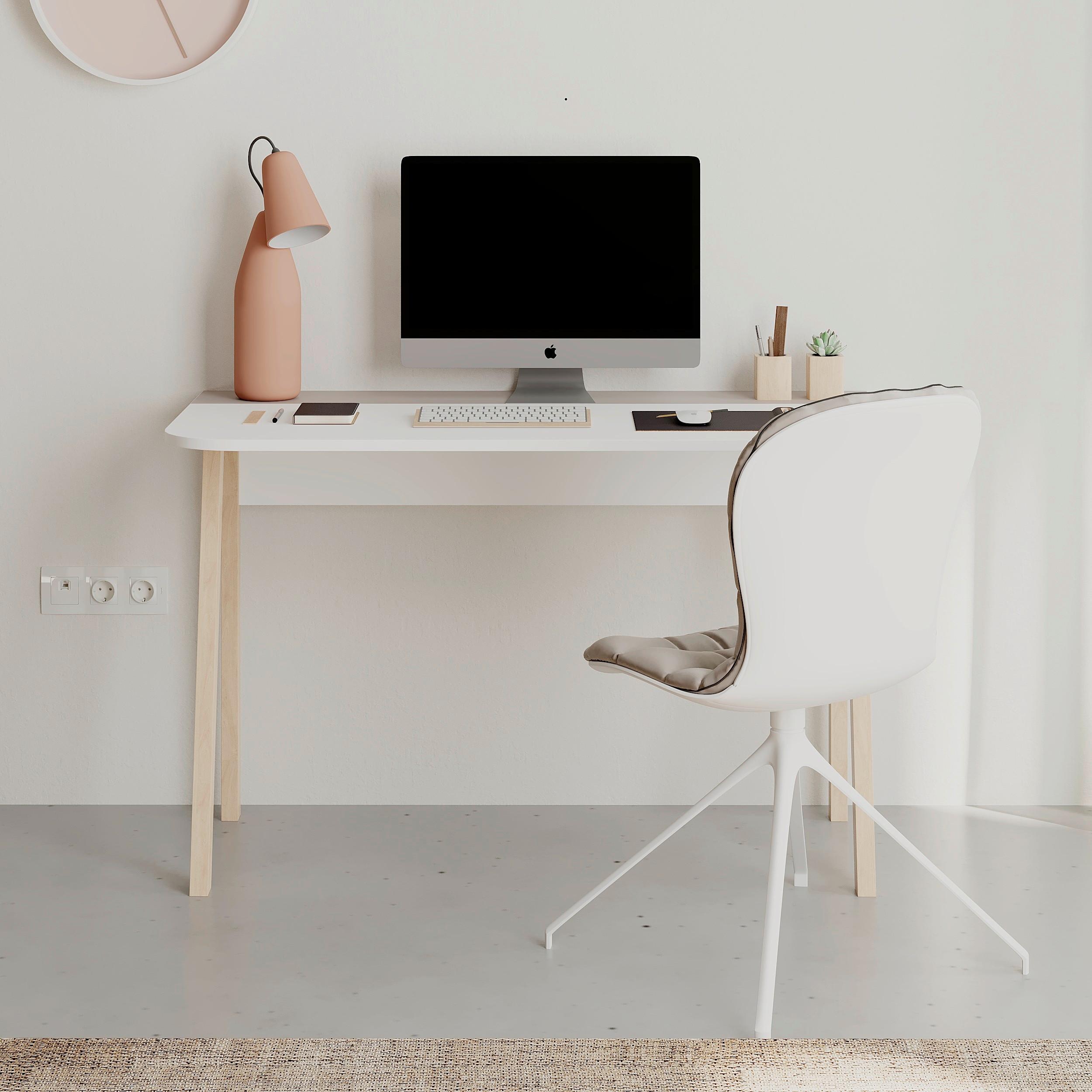 COMPUTERTISCH LUTON WORKING TABLE - Weiss/Eichefarben, Design, Holzwerkstoff (120/60/75cm) - Livetastic