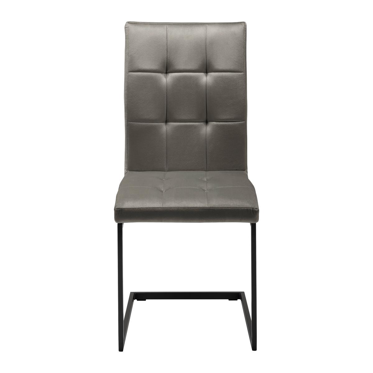 ZESTAW KRZESEŁ NA PŁOZIE MELA - czarny/szary, Modern, metal/tkanina (44/95/60cm) - Bessagi Home