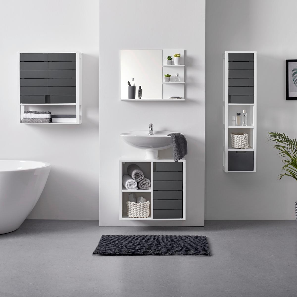 Omara Z Ogledalom Tia, Bela - bela, Moderno, steklo (60/48/10cm) - Bessagi Home