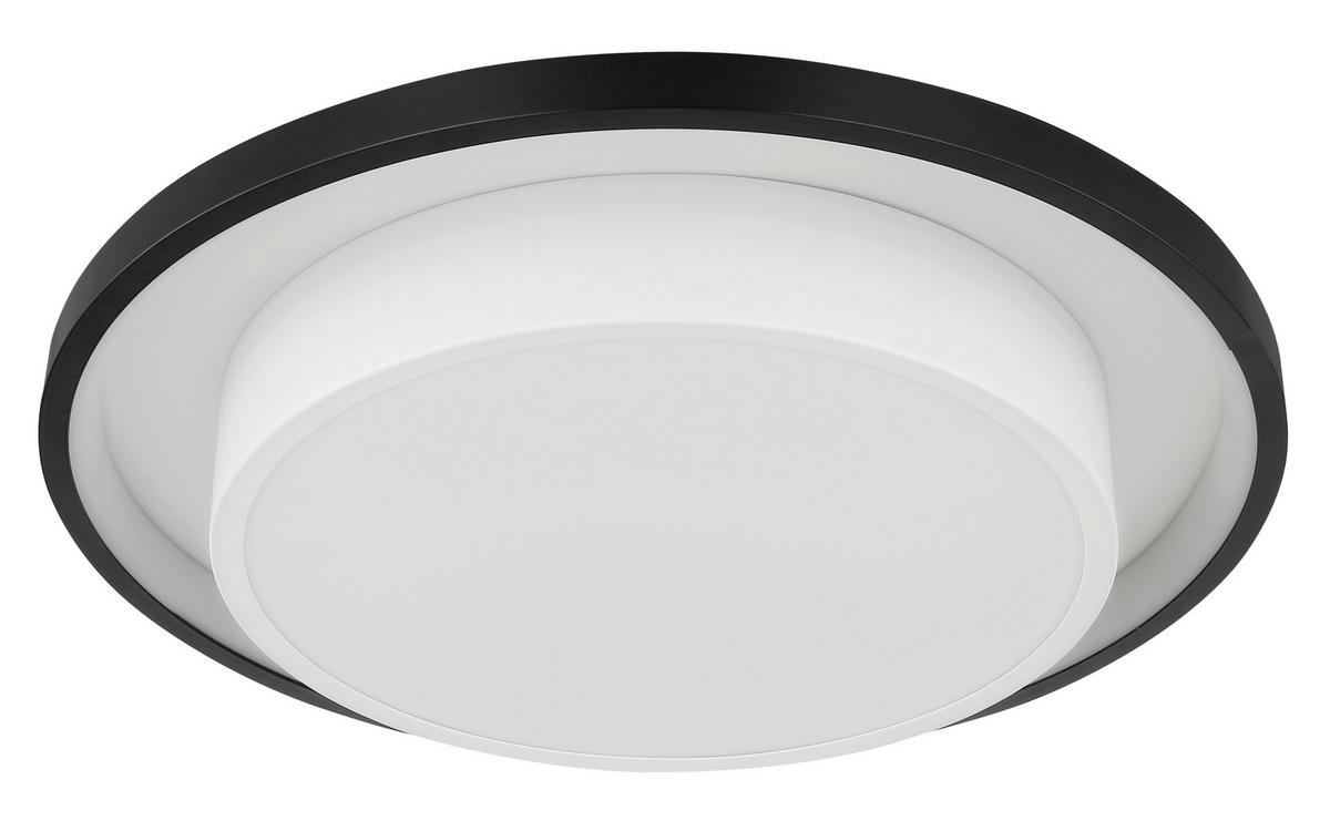 LED-Deckenleuchte Morgan Opal/Schwarz max. 21 Watt - Opal/Schwarz, Design, Kunststoff/Metall (39,5/5cm) - Globo