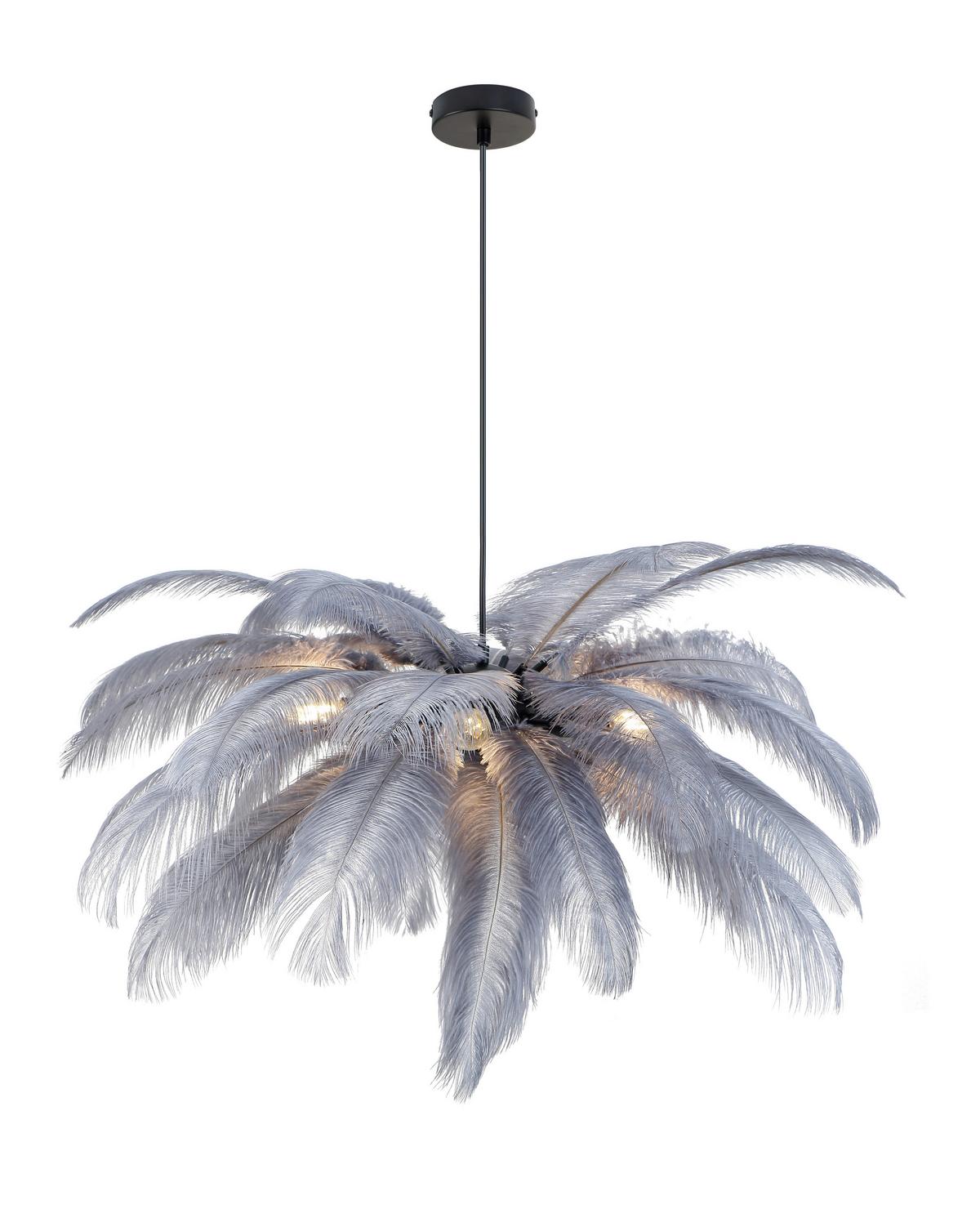 Hängeleuchte Fedi Grau/Schwarz max. 3 Watt - Schwarz/Grau, MODERN, Textil/Metall (55/120cm)