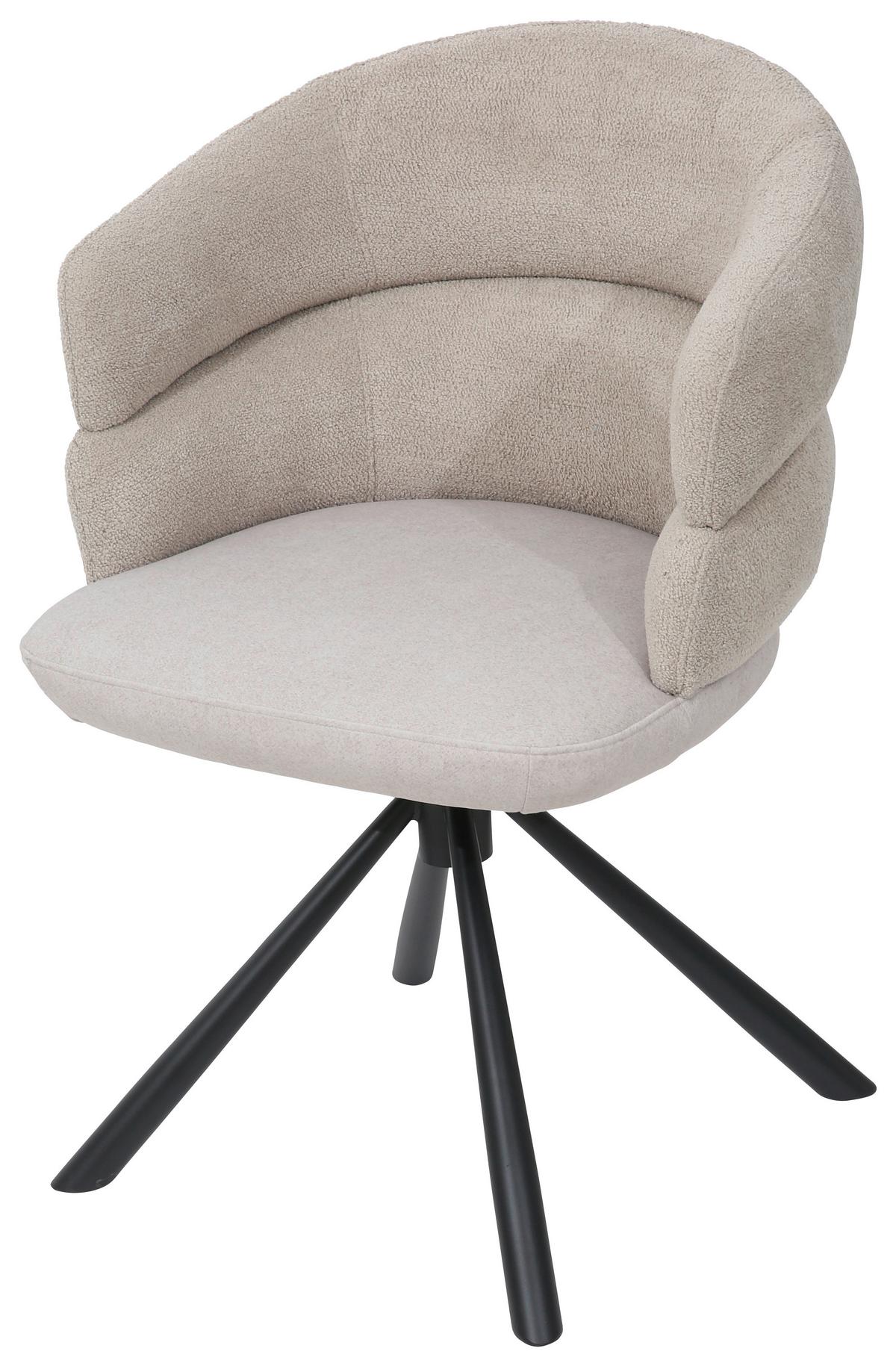 Armlehnstuhl Malia Beige - Hellbraun/Beige, MODERN, Textil/Metall (58/83/62cm) - Premium Living