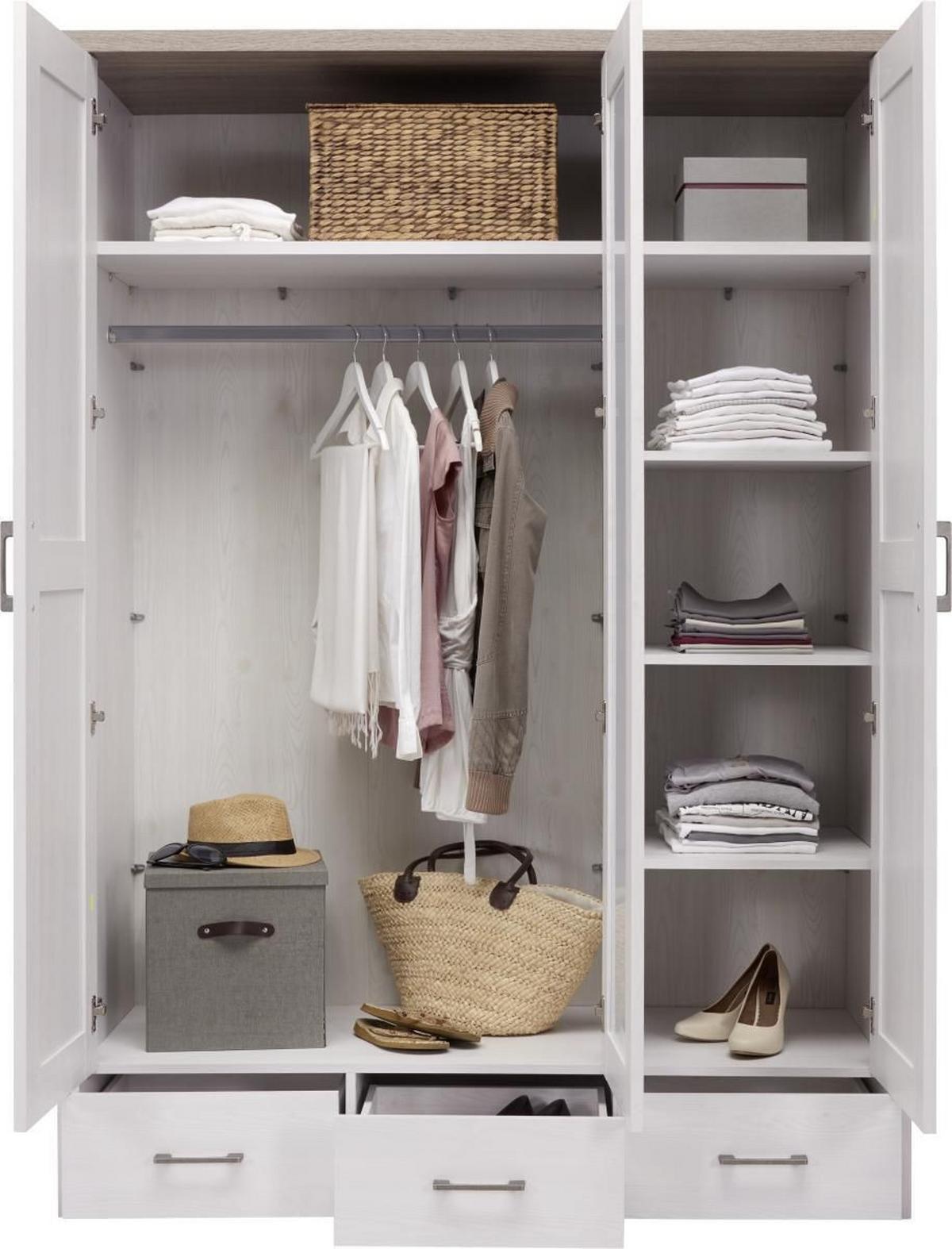 SZAFA NA UBRANIA LUCA - kolor dębu truflowego/biały, Lifestyle, materiał drewnopochodny/metal (148/201/62cm) - Carryhome