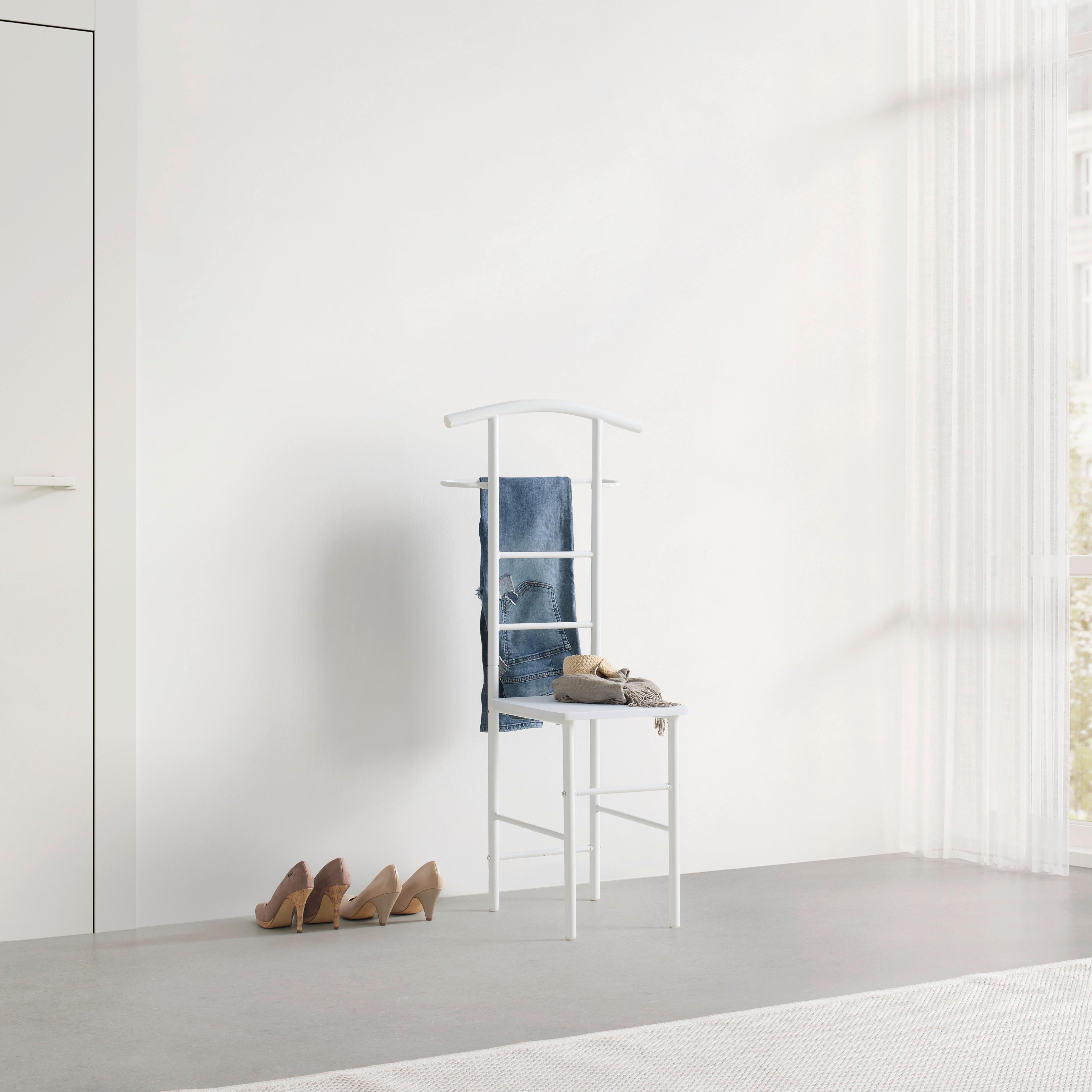 Kleiderständer Ralph Weiß - Weiß, KONVENTIONELL, Holzwerkstoff/Metall (30/107/45cm) - Mömax