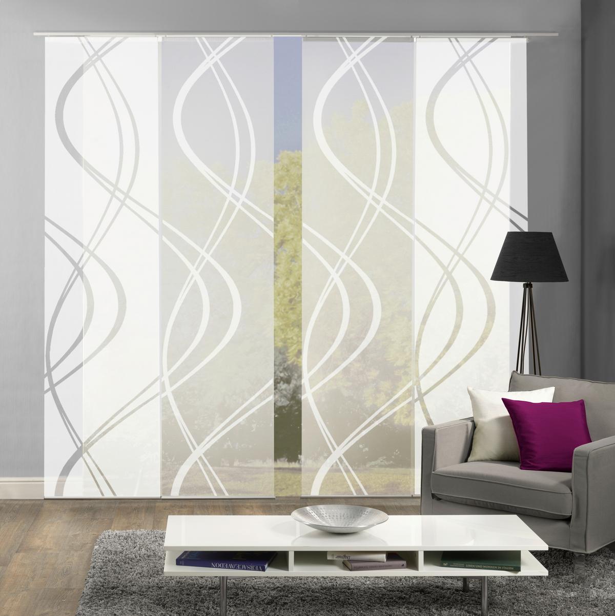 ZASŁONA PANELOWA TIBERIO, ZESTAW 4 SZT - biały, Modern, tkanina (60/245cm)