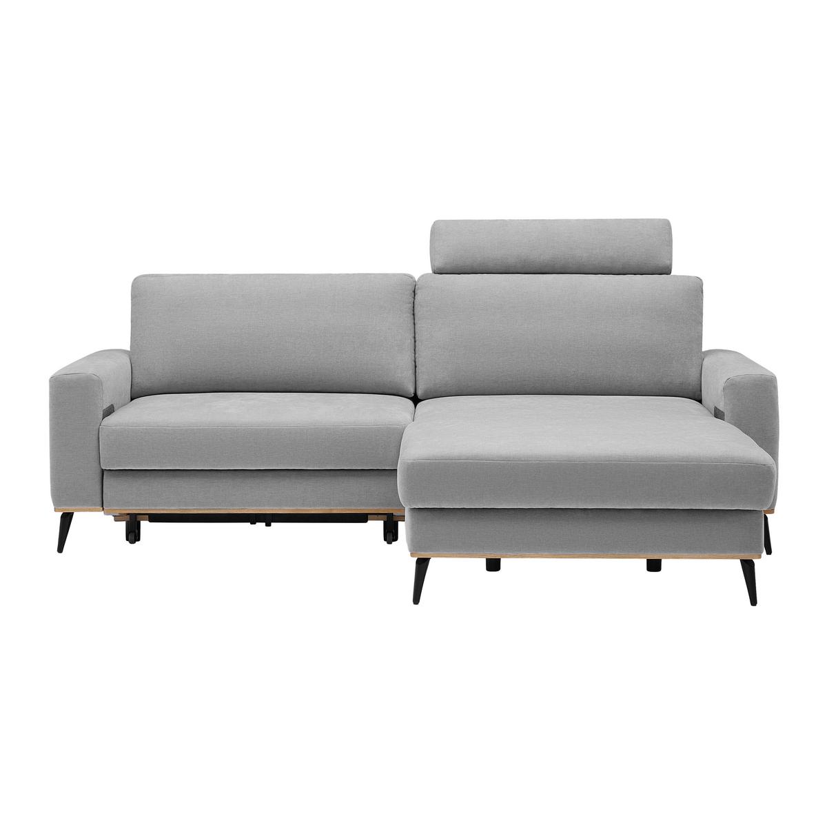 Wohnlandschaft Romeo Grau mit Bettfunktion - Schwarz/Grau, KONVENTIONELL, Holz/Textil (234/87/167cm) - Zandiara