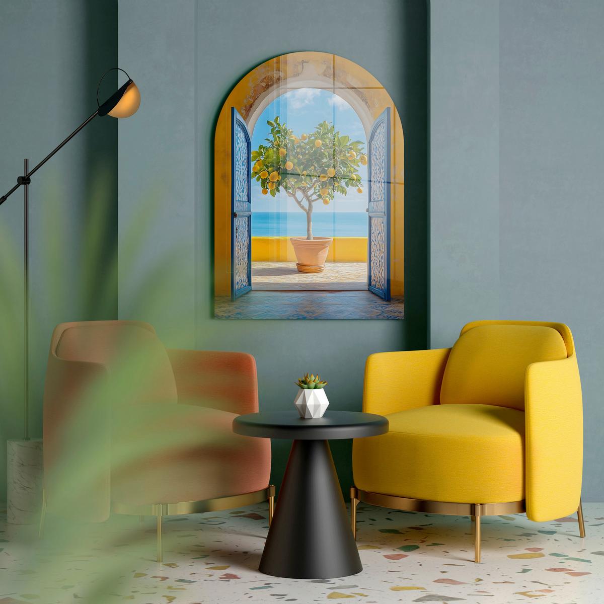 Glasbild Multicolor ca. 70x100cm - Multicolor, Basics, Glas/Papier (70/100/0,79cm)