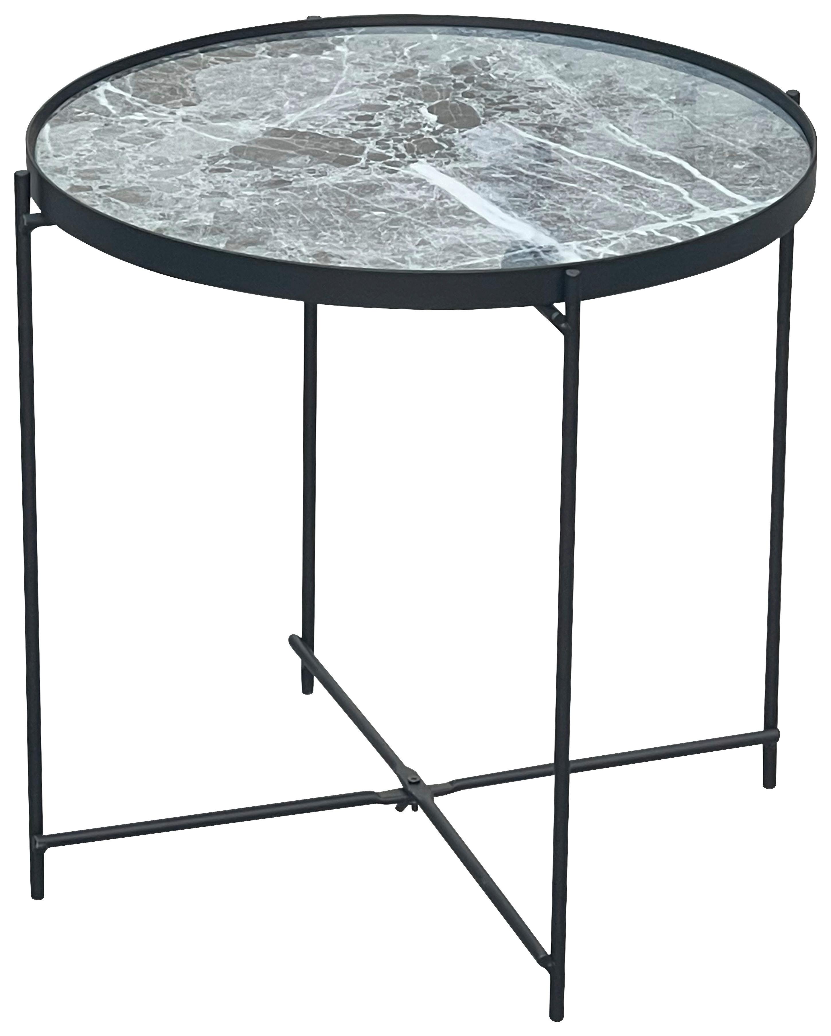 Masă auxiliară MIRELLA 2 - negru, Modern, sticlă/metal (40/40/40cm) - Modern Living