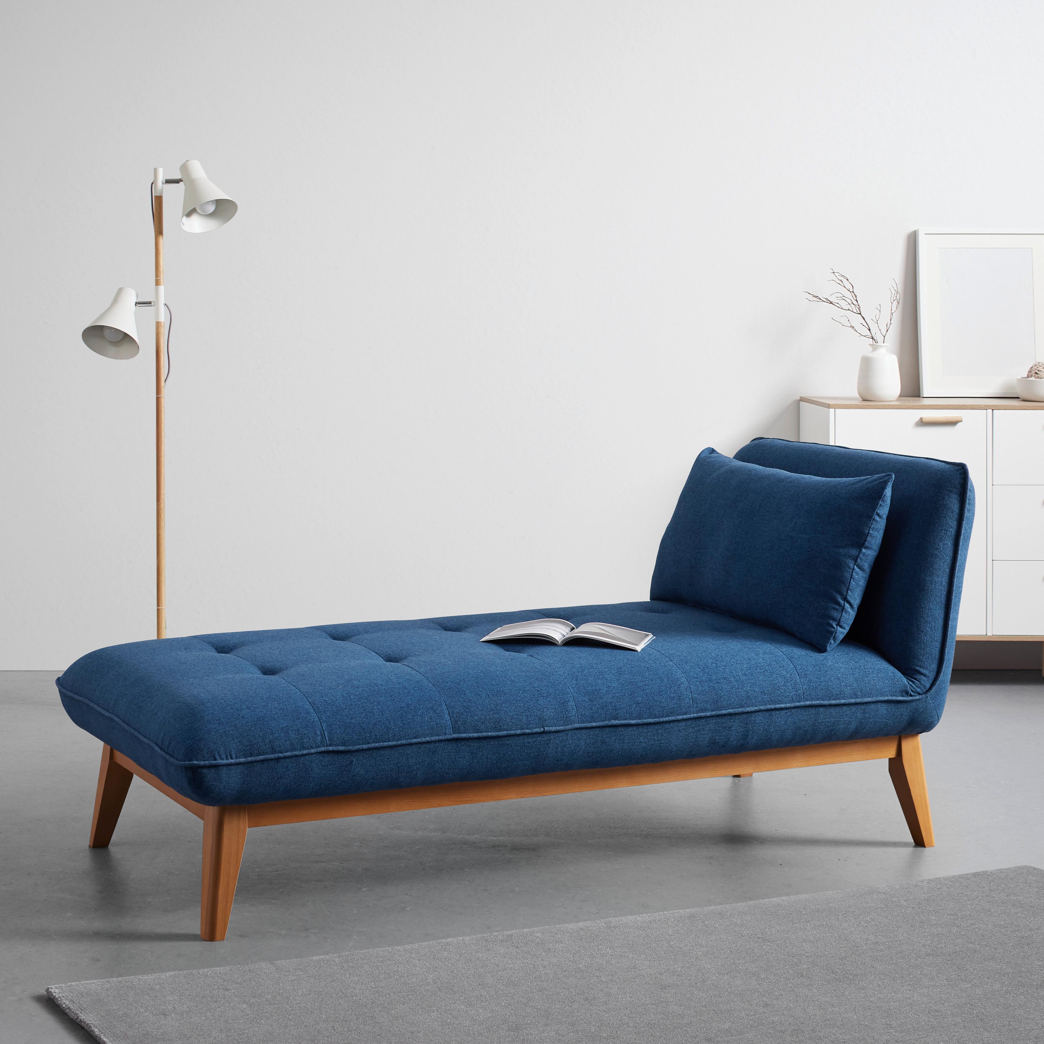 Počivalnik Liza, Moder - modra, Moderno, tekstil/les (129/85/78cm) - Bessagi Home