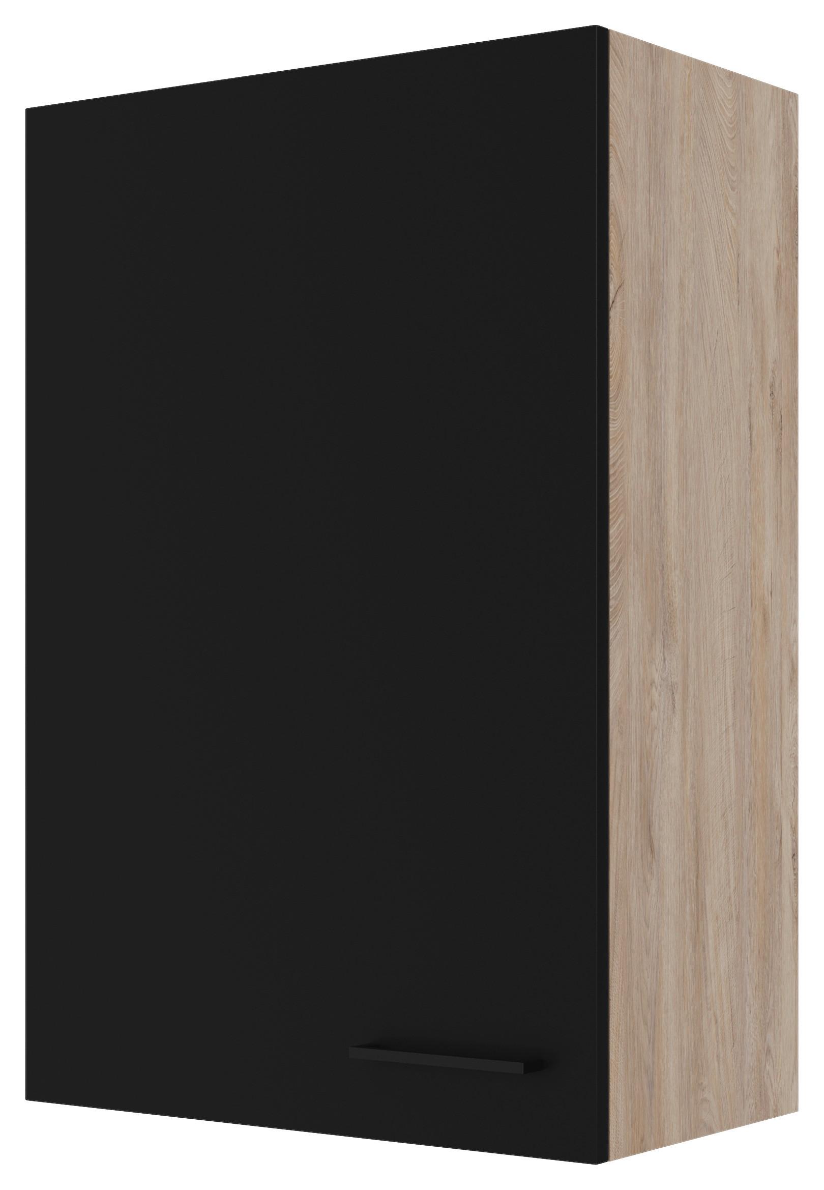 Kuhinjska Zgornja Omarica Capri, Črna, Hrast - črna/barve hrasta, Konvencionalno, kovina/leseni material (60/89/32cm) - FlexWell