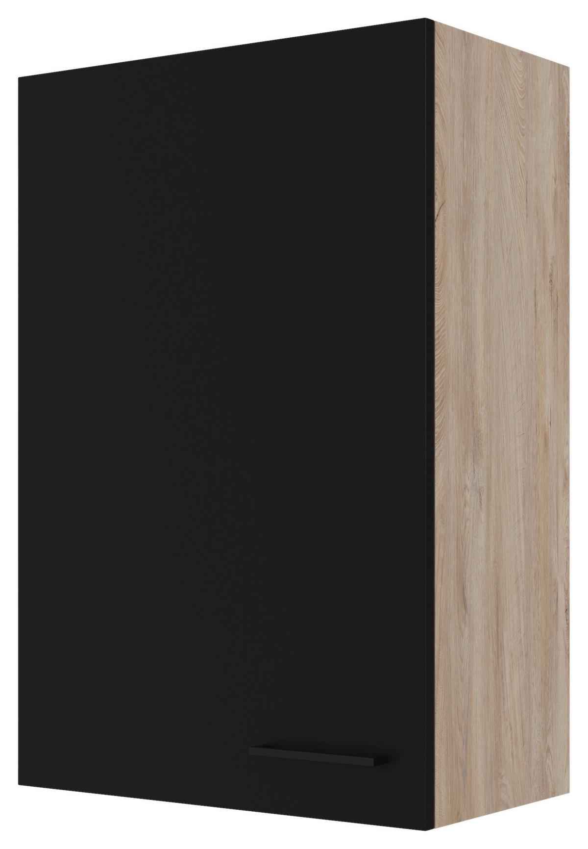 Kuhinjska Zgornja Omarica Capri, Črna, Hrast - črna/barve hrasta, Konvencionalno, kovina/leseni material (60/89/32cm) - FlexWell