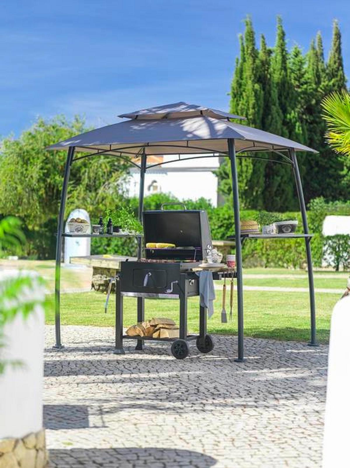 Pavillon Texas in Grau - Grau, Modern, Textil (215/238/164cm) - Modern Living