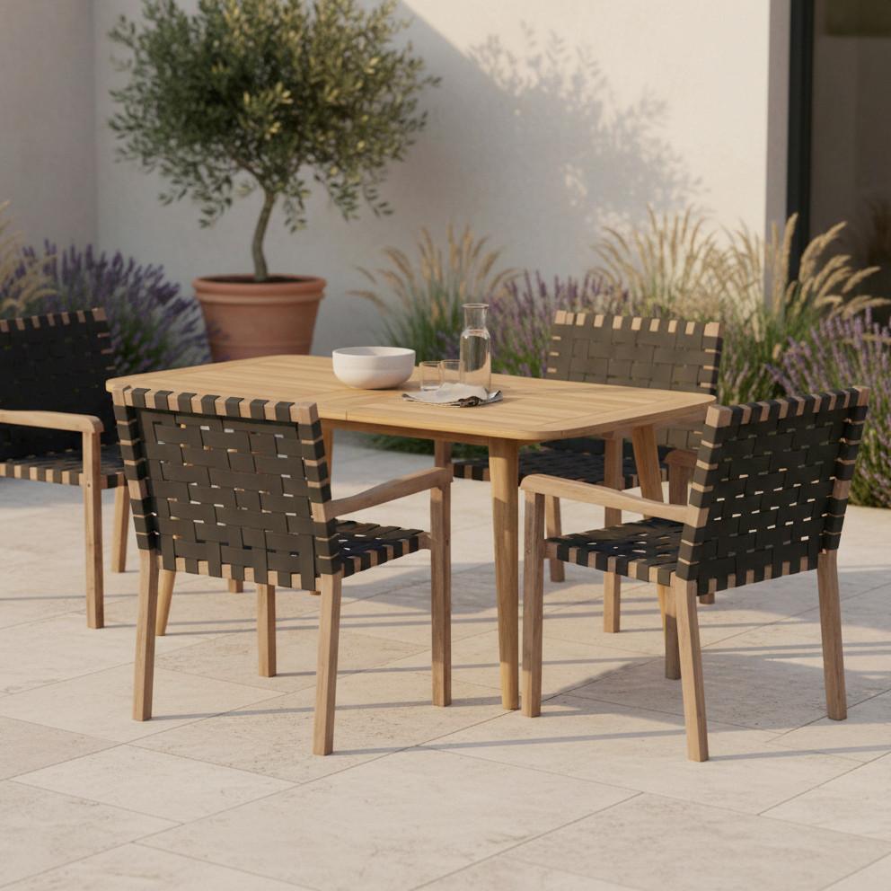 Set Vrtnih Stolov Lauria, 2 Kos, Črna - črna/barve akacije, Moderno, tekstil/les (61/84/59cm) - Bessagi Garden