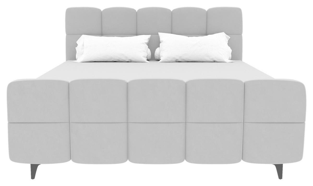 Boxbett Mona Hellgrau ca. 160x200cm - Hellgrau/Schwarz, KONVENTIONELL, Kunststoff/Textil (160/200cm) - Mömax