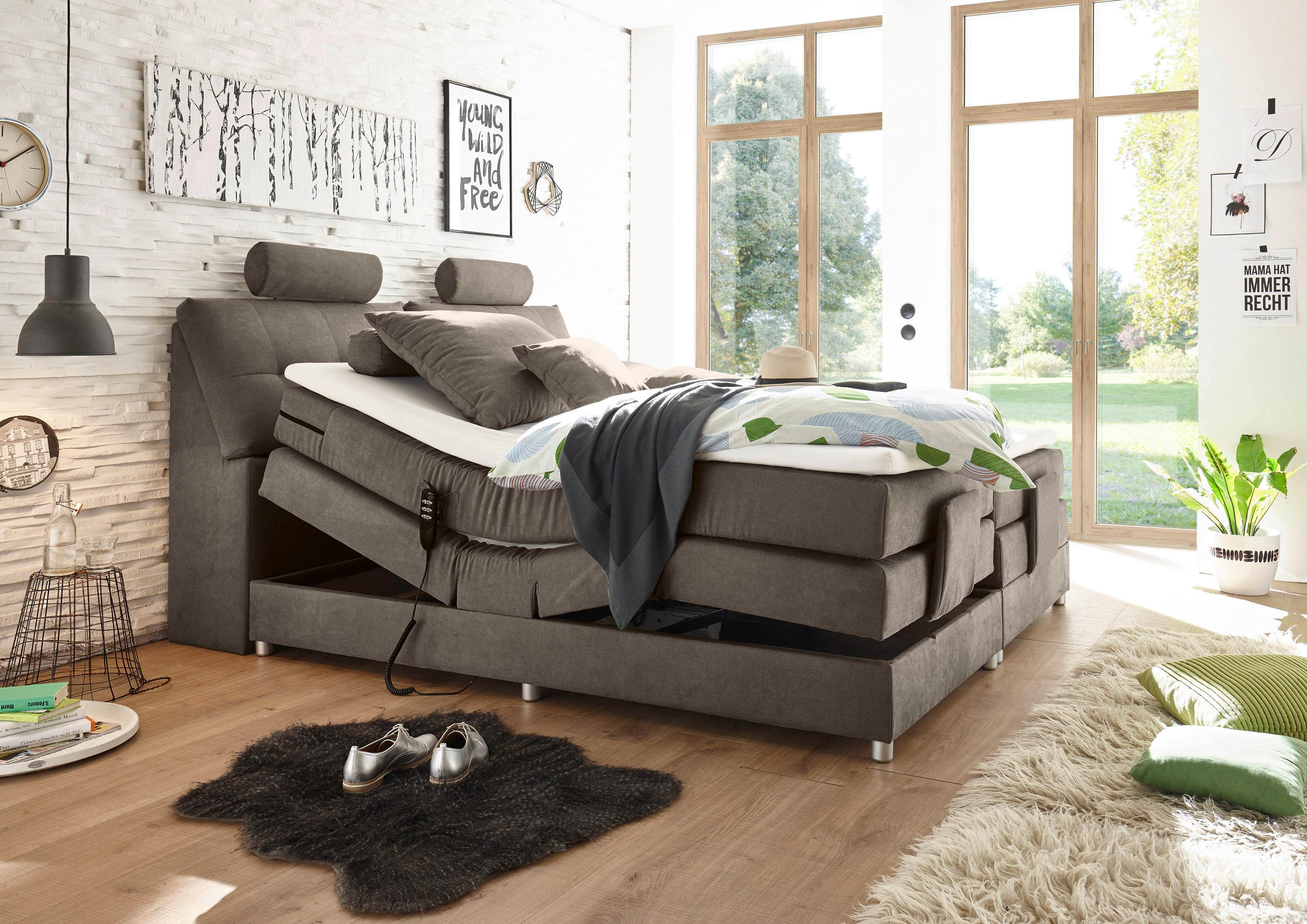 Boxspringbett Palermo elektrisch 180x200cm Braun - Silberfarben/Braun, MODERN, Holzwerkstoff/Kunststoff (180/200cm) - MID.YOU