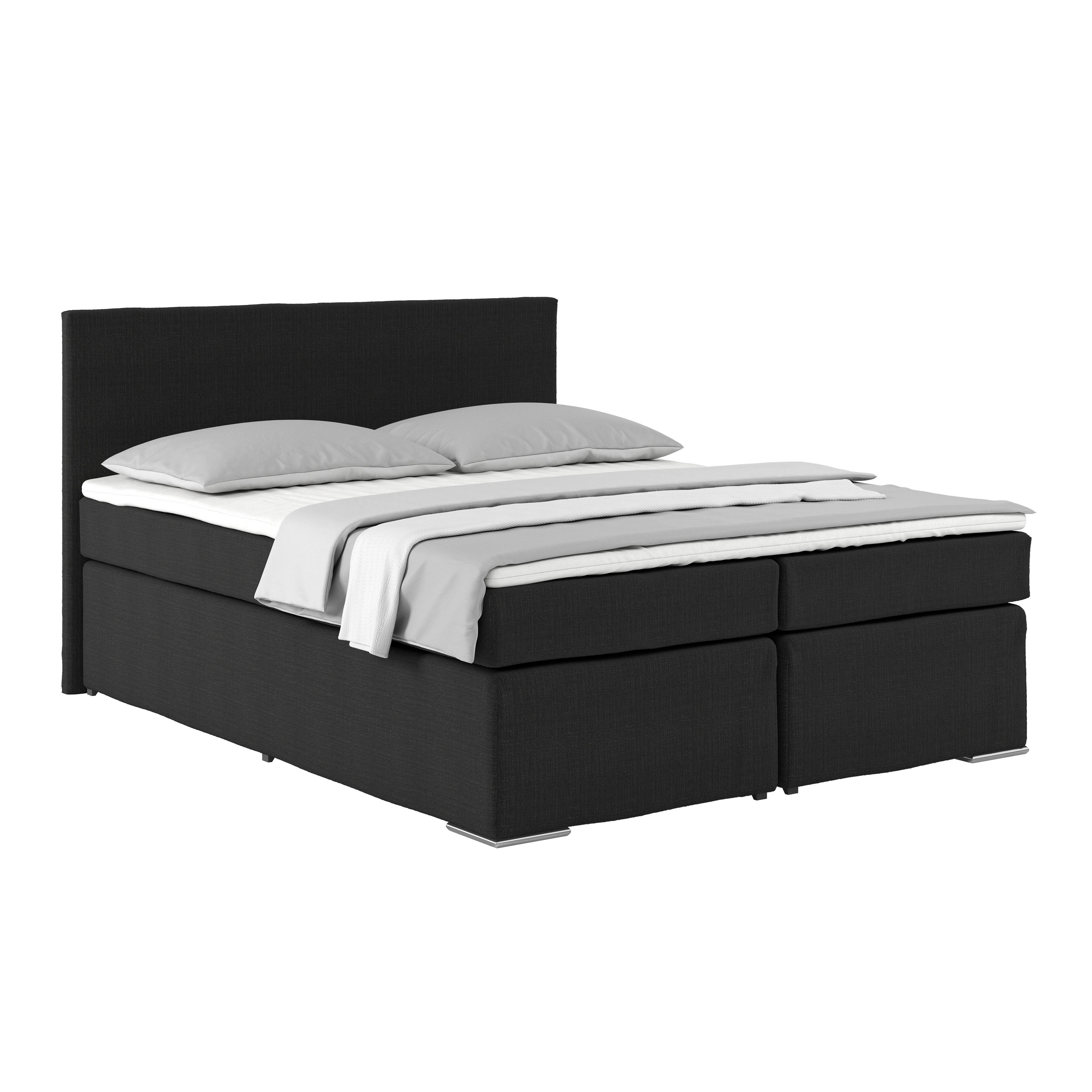 Boxspring Krevet Nero - boje kroma/crna, Konvencionalno, tekstil/metal (160/200cm) - Best Price