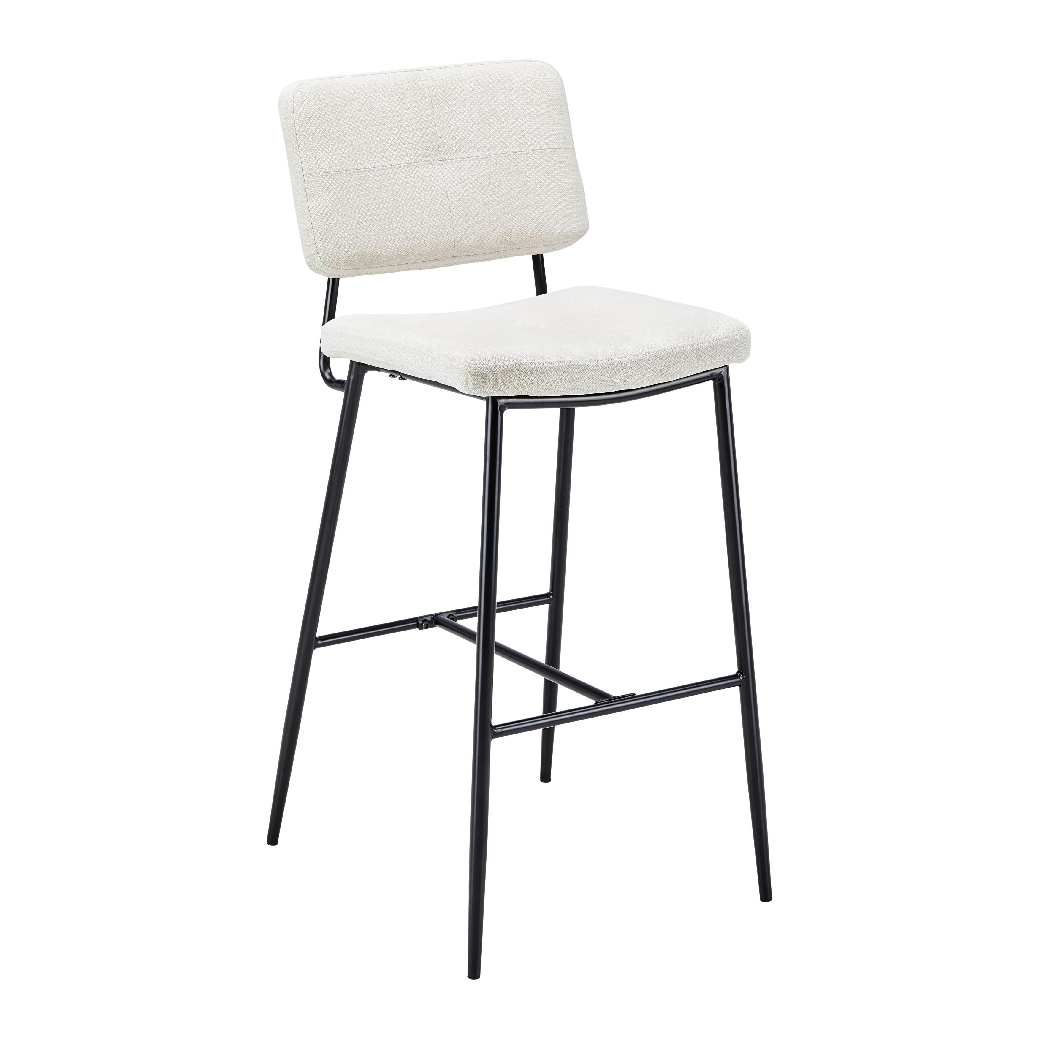 Barhocker Neta Beige Webstoff Gepolstert - Beige/Schwarz, MODERN, Holz/Textil (43/103/52cm) - Bessagi Home