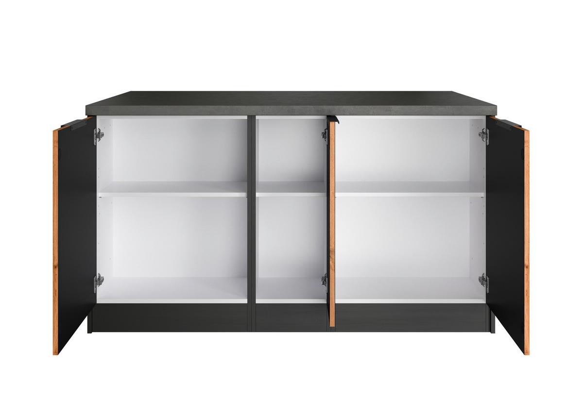 Kücheninsel Liverpool Typ 2 Eiche - Schieferfarben/Eiche Wotan, Basics, Holzwerkstoff/Metall (153/86/101cm) - Held