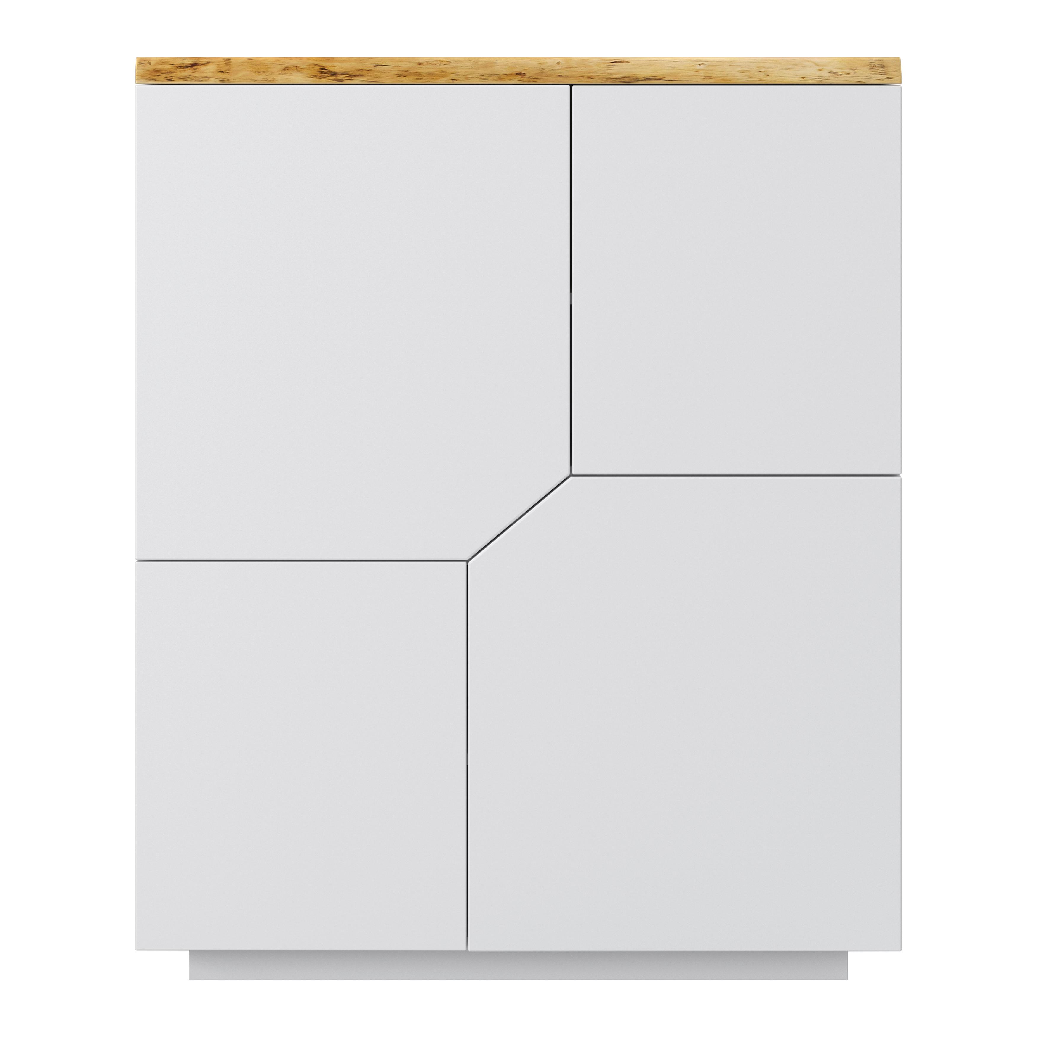 BYRÅ CARLOS - vit/ekfärgad, Modern, trä (100/122/42cm) - Bessagi Home