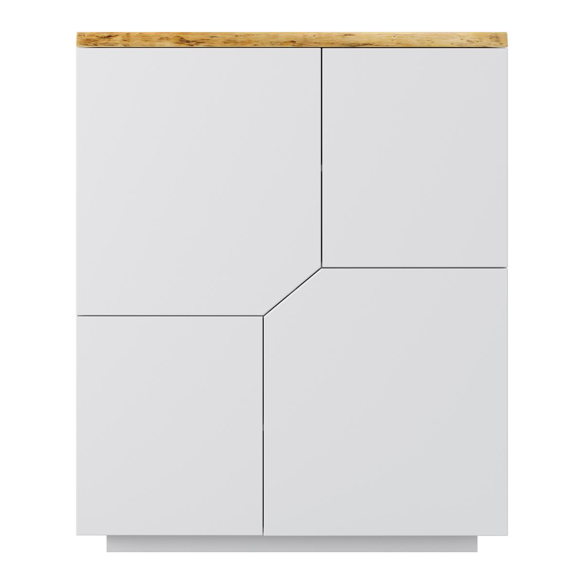KOMMODE in weiss "Carlos" - Weiss/Eichefarben, Modern, Holz (100/122/42cm) - Bessagi Home