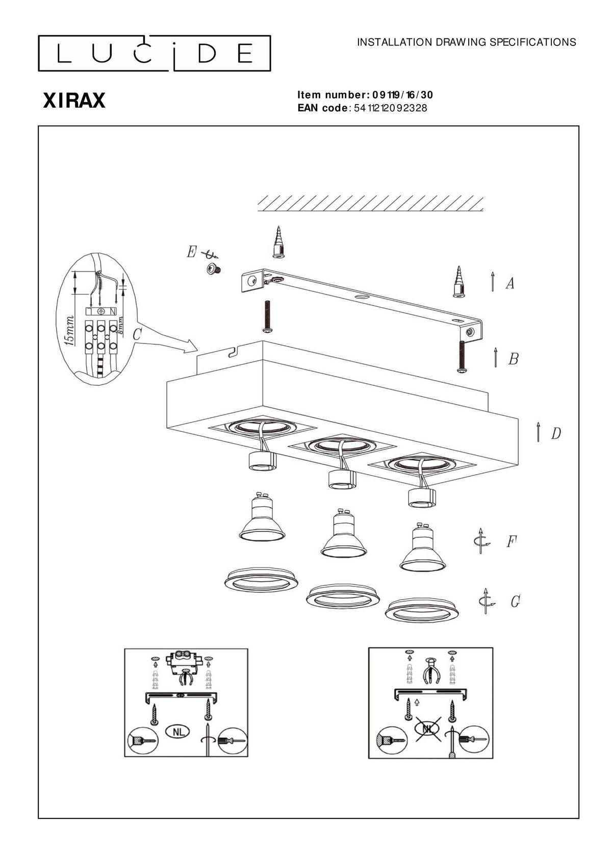 LAMPA SUFITOWA LED 09119/16/30 XIRAX - czarny, Basics (36/14/8.8cm) - Lucide