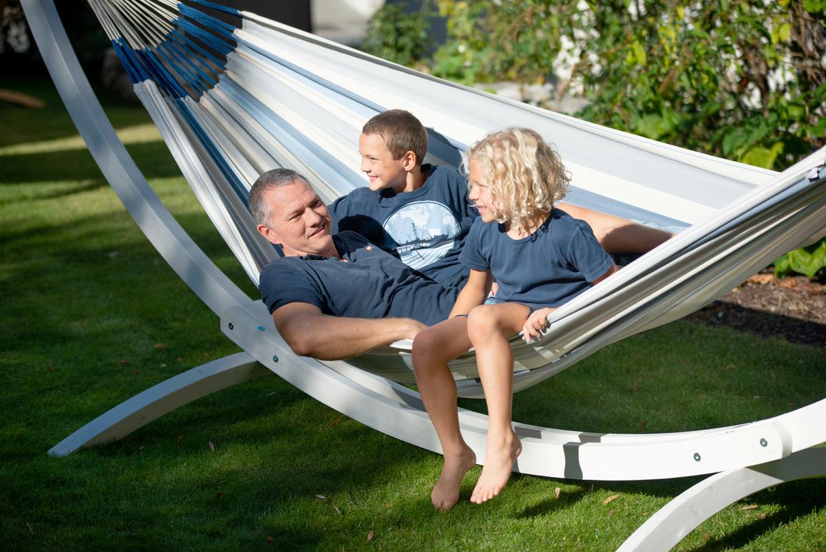 Hängematte Kingsize Hammock Outdoor Blau/Weiß - Blau/Weiß, KONVENTIONELL, Textil (180/400cm) - La Siesta