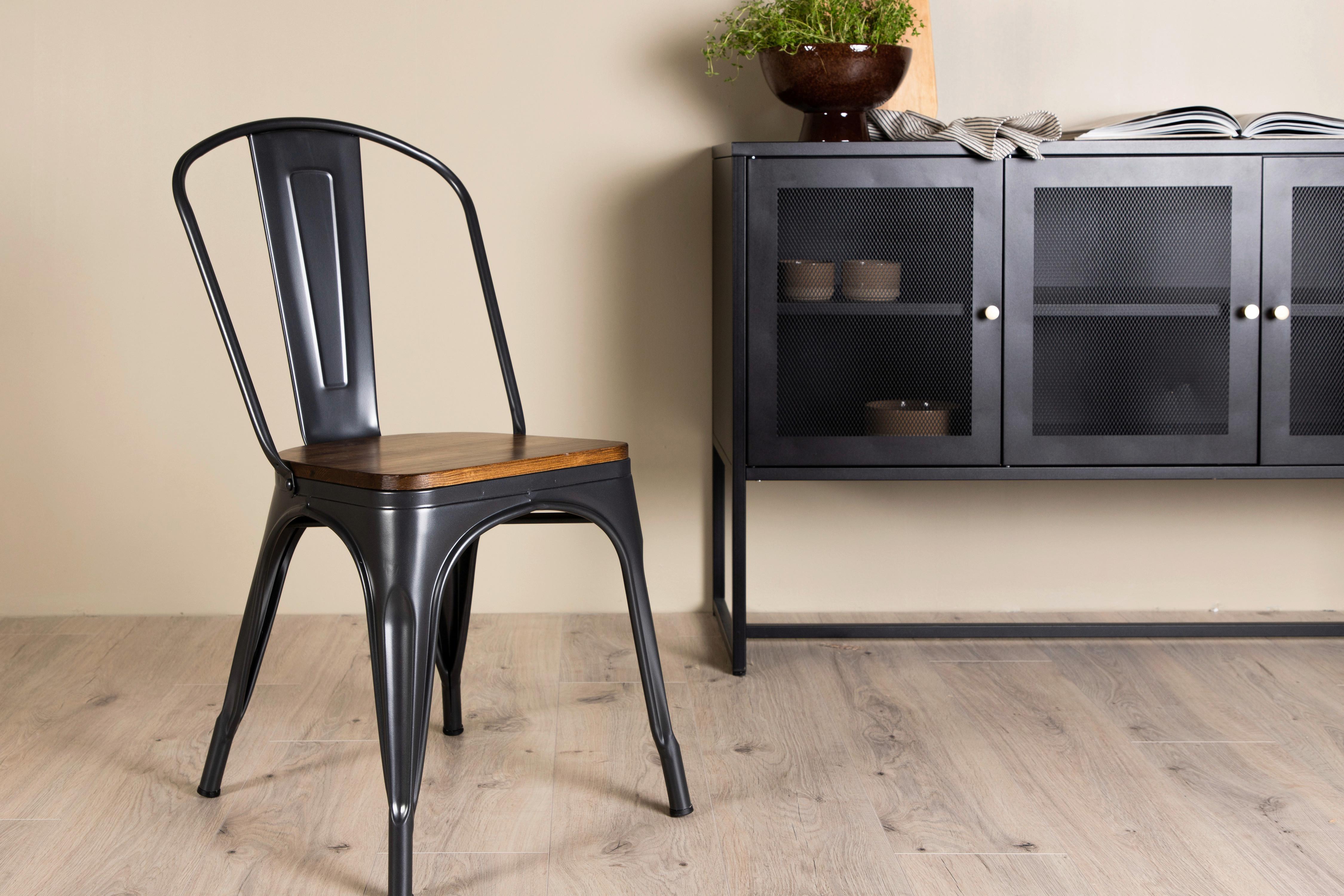 STUHL-SET TEMPE - Dunkelgrau/Dunkelbraun, Design, Holz/Metall (36/85/51cm) - Livetastic