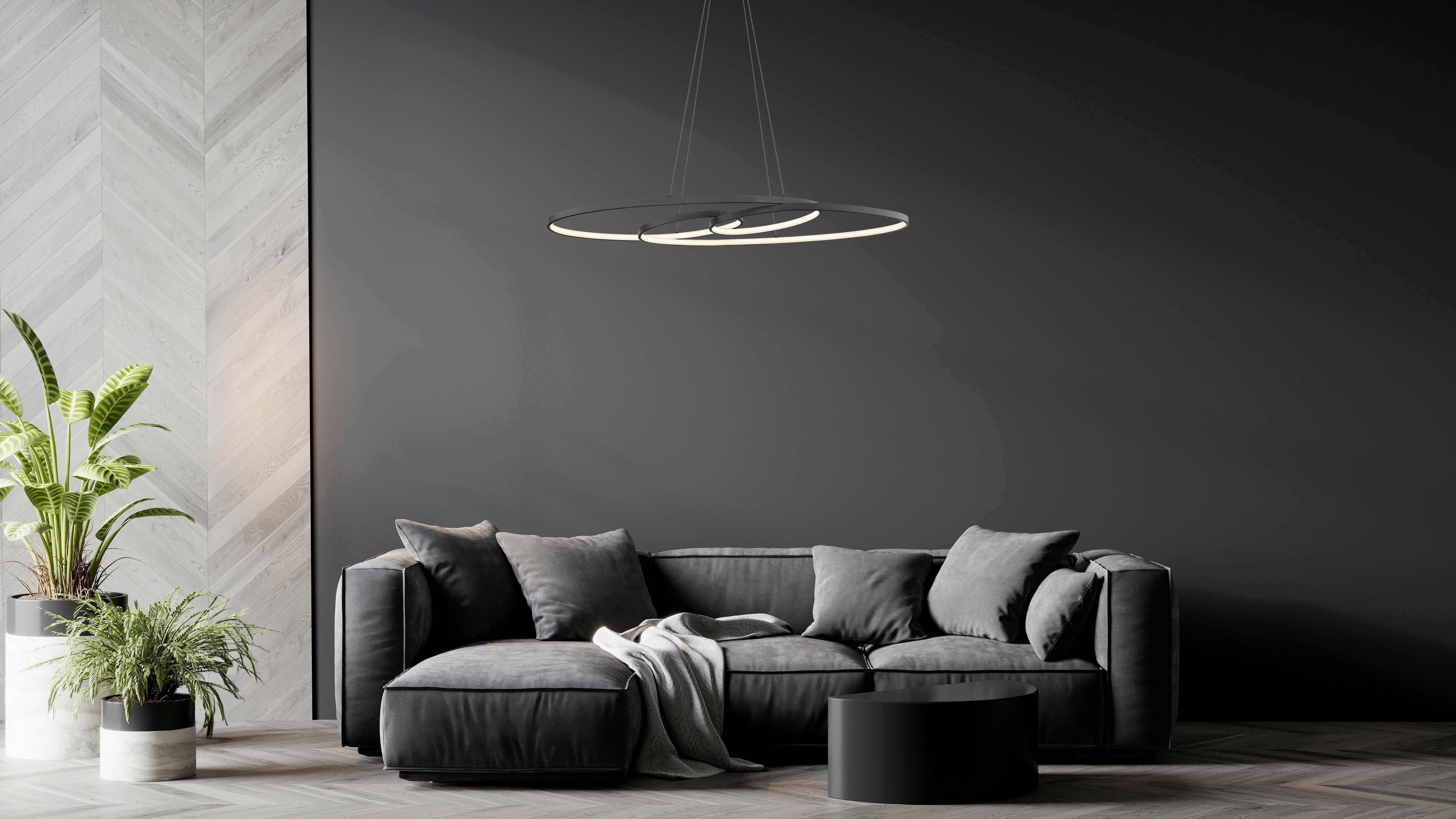 LED-HÄNGELEUCHTE 67177-40 SPIRA - Weiss/Schwarz, Design, Kunststoff/Metall (100/36/122cm) - Globo