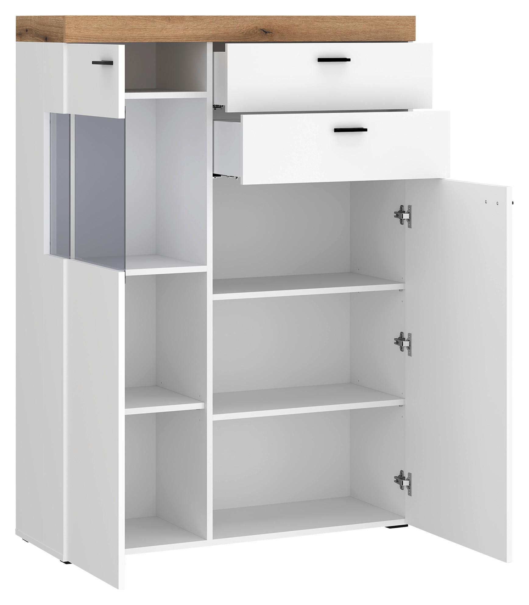HÖG BYRÅ KIRO - svart, Modern, metall/trämaterial (100/141/42cm) - Mömax