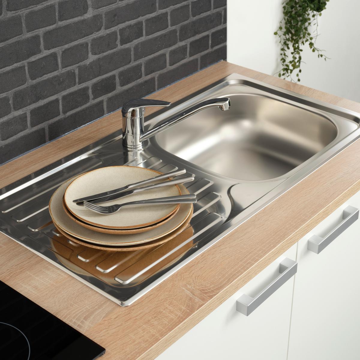 Spüle SB86 - Edelstahlfarben, Design, Metall (86/43,5cm) - HKT