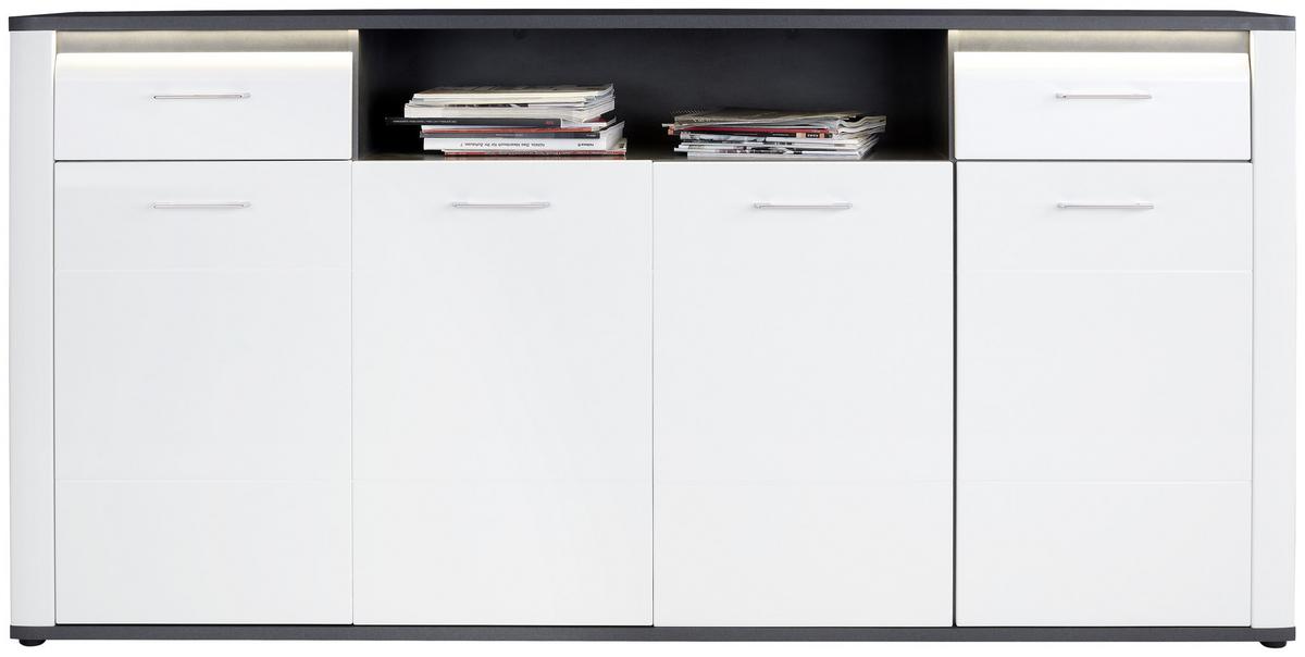 Comodă înaltă Alassio - alb/grafit, Modern, material pe bază de lemn (203,6/104/40,5cm) - Mömax