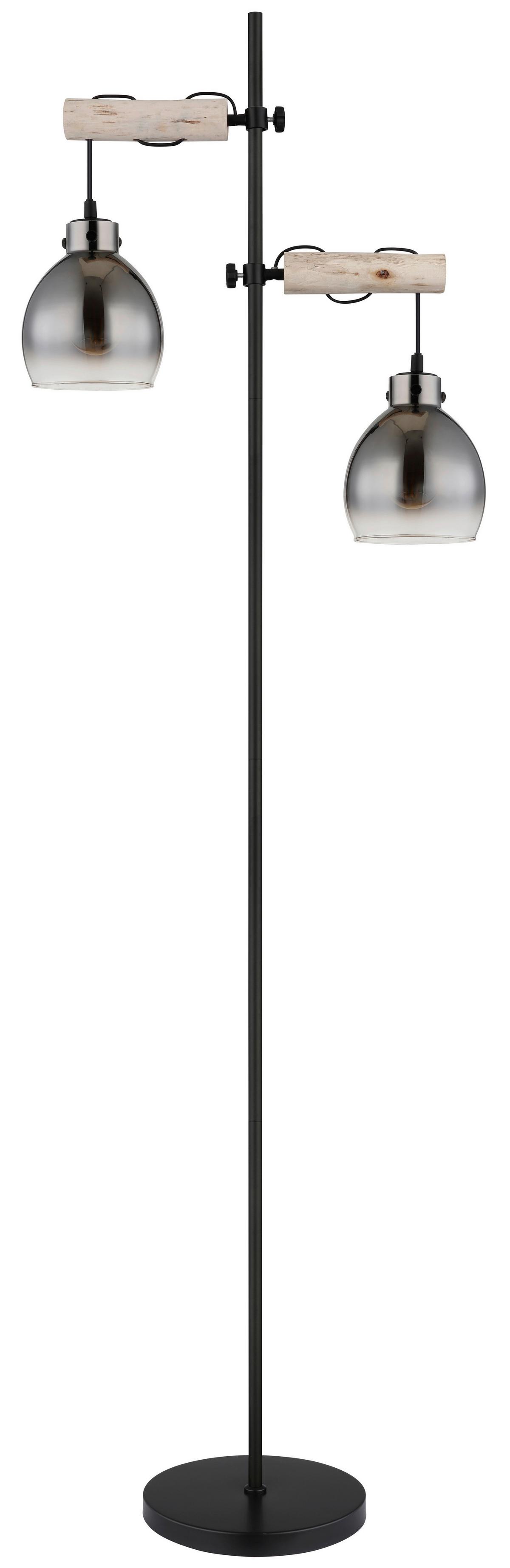 STEHLEUCHTE 15628-2S - Schwarz/Naturfarben, Natur, Glas/Holz (48/25/168cm) - Globo