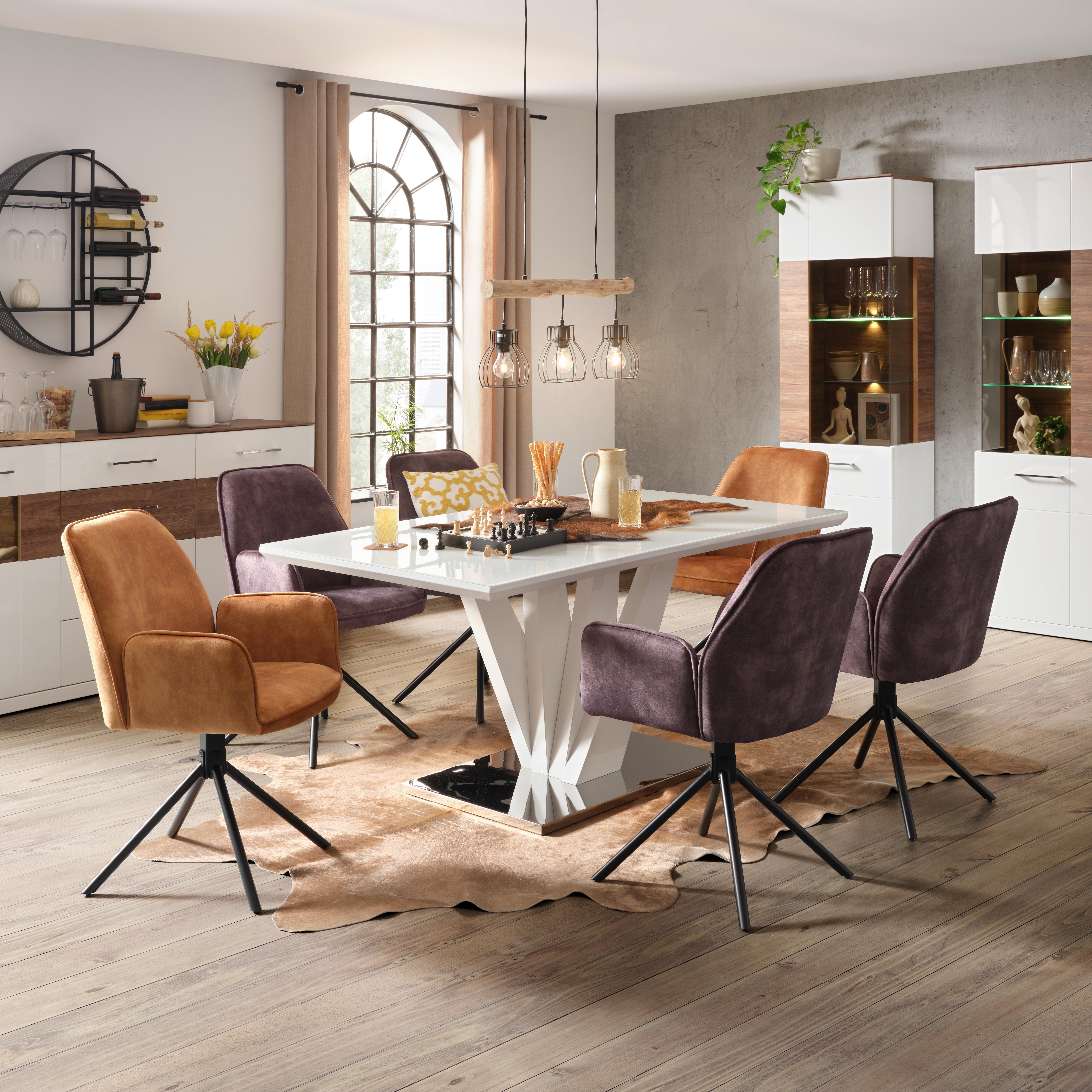 Esstisch Samuel in Weiß - Edelstahlfarben/Weiß, MODERN, Glas/Holzwerkstoff (160/90/76cm) - Mömax
