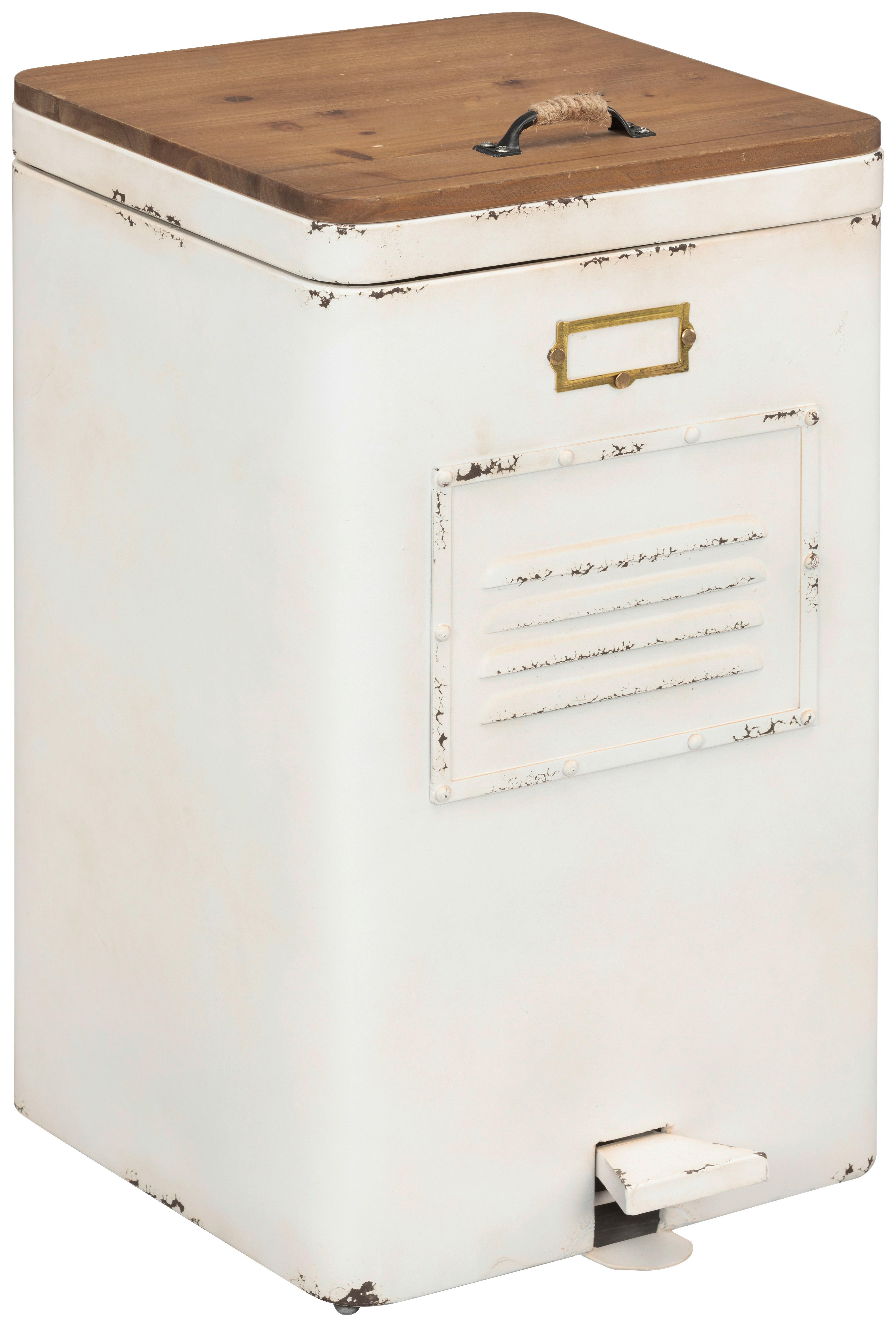 KOSZ NA ODPADY OFFICE - kolor naturalny/biały, Konventionell, metal/drewno (35/63/45.5cm) - Livetastic