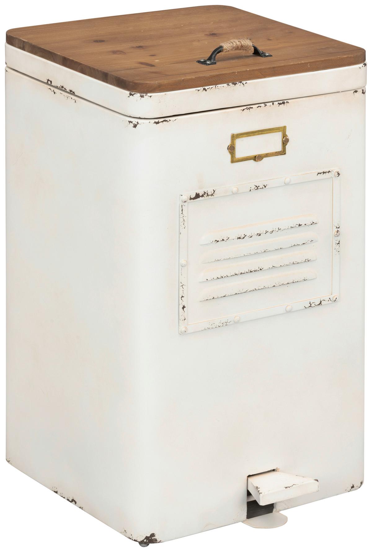 KOSZ NA ODPADY OFFICE - kolor naturalny/biały, Konventionell, metal/drewno (35/63/45.5cm) - Livetastic