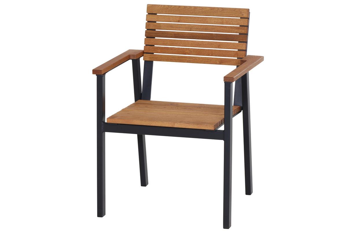 Gartensessel-Set Bozen 2-tlg. Echtholz/Schwarz - Naturfarben, Basics, Holz/Metall (60/83/58,5cm) - Siena Garden