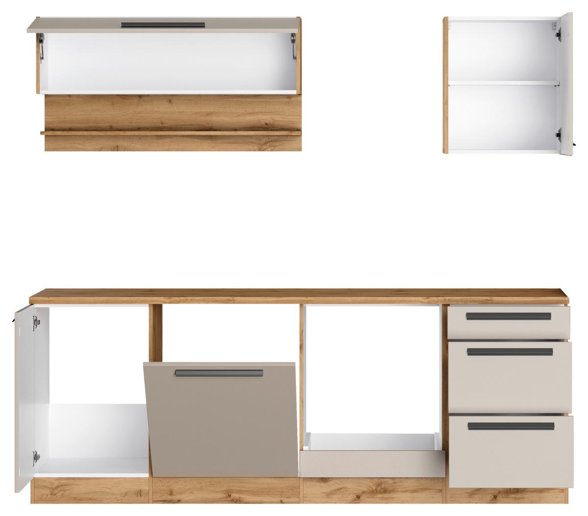 Küchenleerblock Aveiro o. Geräte Kaschmir - Kaschmir/Eiche Wotan, Trend, Holzwerkstoff/Metall (220cm) - Held
