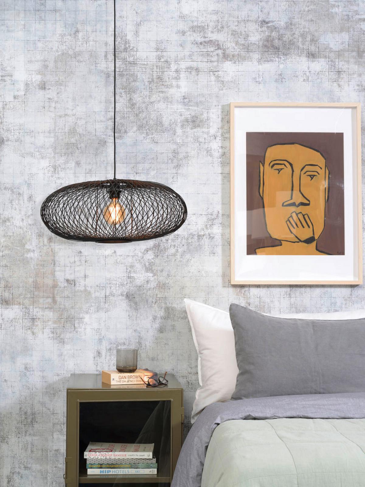 Viseča Svetilka Cango, Črna - črna, Natur, naravni materiali (63/40cm) - Good & Mojo