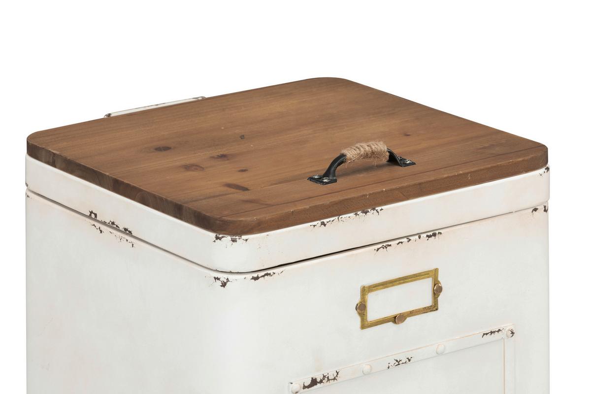 KOSZ NA ODPADY OFFICE - kolor naturalny/biały, Konventionell, metal/drewno (35/63/45.5cm) - Livetastic