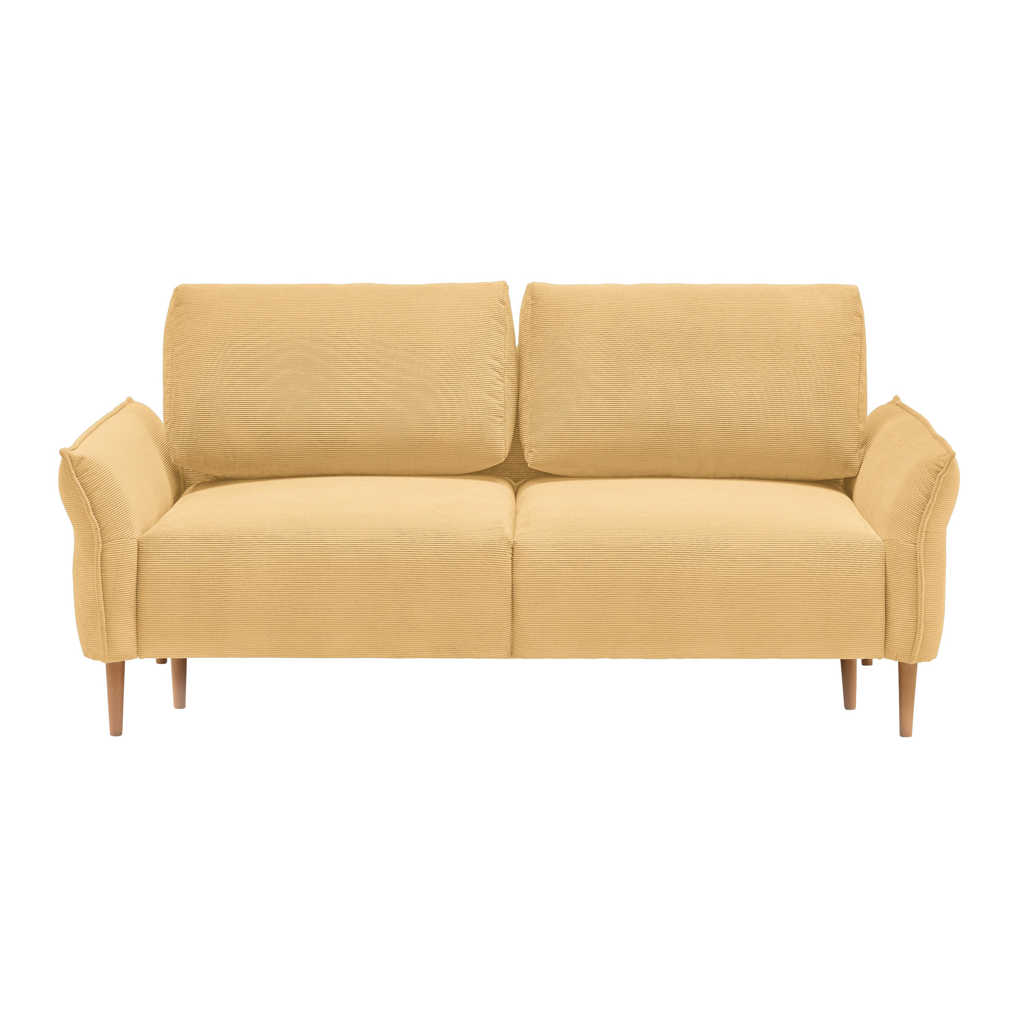 Trosjed Custom - prirodne boje/žuta, Moderno, tekstil/drvo (183/85/92cm) - Mömax