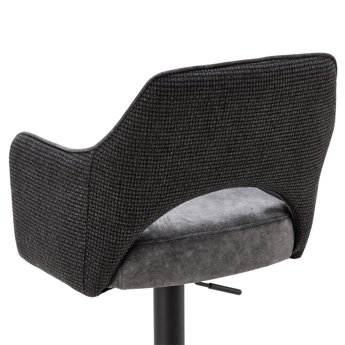 Barhocker Valletta Anthrazit/Schwarz - Anthrazit/Schwarz, KONVENTIONELL, Textil/Metall (57/92-119/52cm) - Premium Living