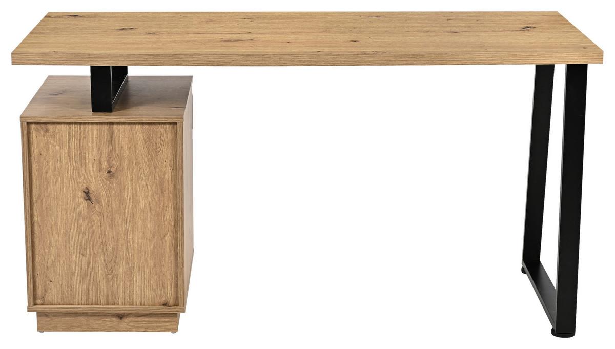 Radni Stol Rimini - hrast Artisan/crna, Trend, drvni materijal/metal (140/74/60cm) - Modern Living